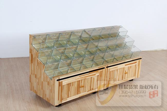 山东厂家供应青岛干果柜食品散货柜实木木质货架干果货架
