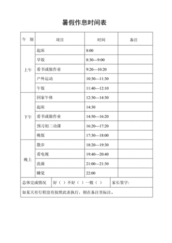 初一暑假作息时间表.docx 2页
