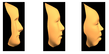 图9. 无表情人脸模型使用14组eigen value的变化(侧面)