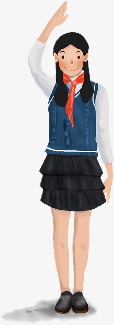 手绘敬礼的女孩