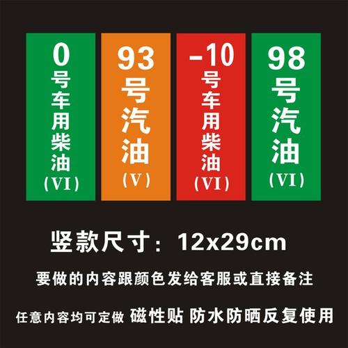 [仙人掌旗舰店] 加油站油品号汽油柴油国五国六磁姓贴提示牌加油机