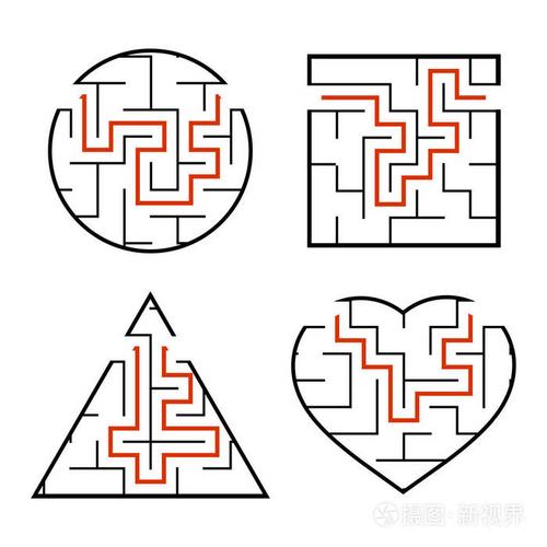 迷宫难题.在白色背景上隔离的平面矢量插图.回答