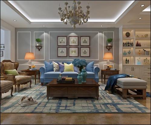 云岩大都会105㎡美式风格电视背景墙