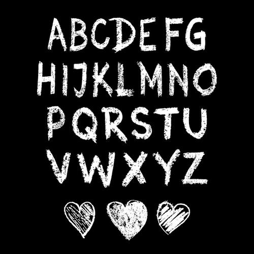 关键词: 爱心粉笔字体手写体英文字体创意字母英文艺术字英文字体设