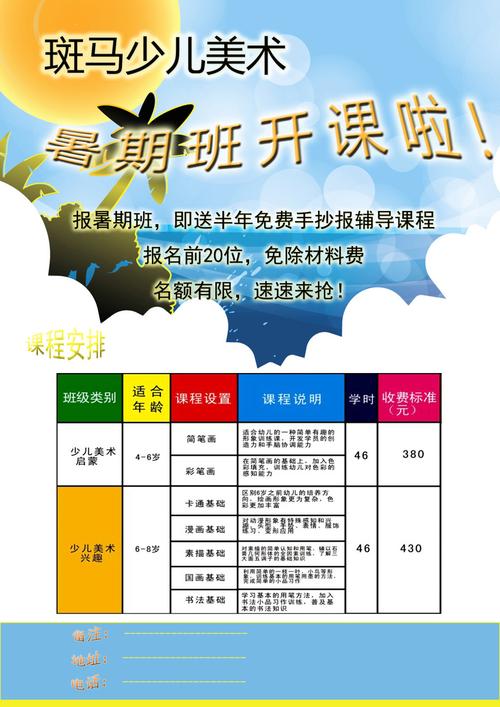 少儿美术暑期班宣传单a
