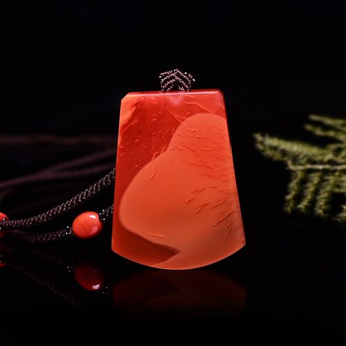 宝玉石级南红火焰红平安无事牌挂件