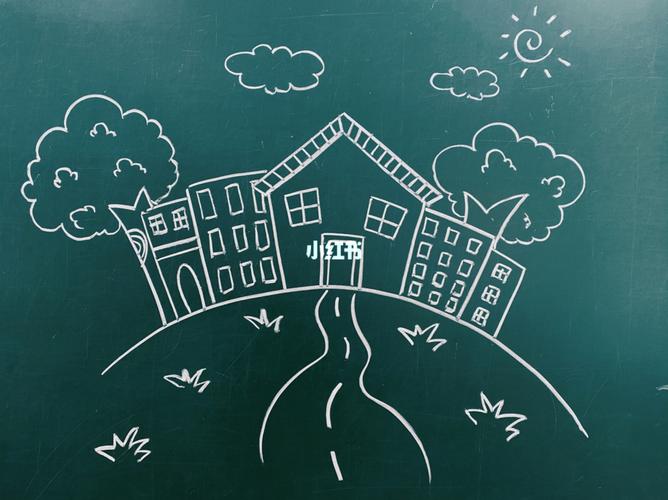 黑板画粉笔画|房子/车子板书参考·含细节图_美术_建筑_绿植_小学美术