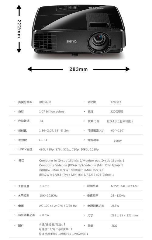 明基ms3081  商务办公投影机 黑色
