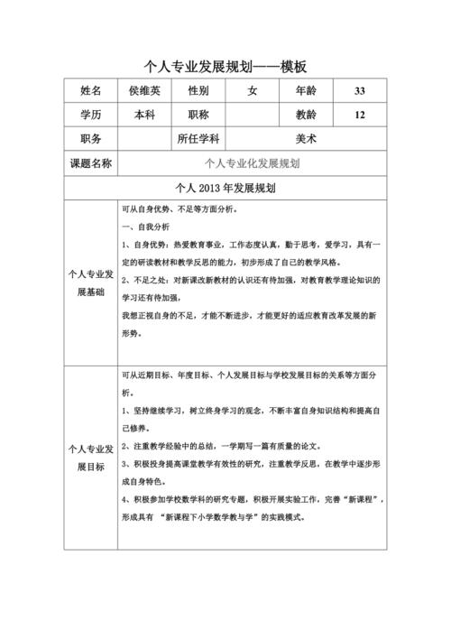 个人发展规划模板