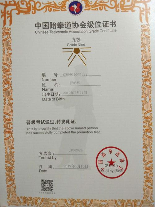 祝贺南宁云鹏振达体育跆拳道队员在2018年秋季学期中国跆拳道协会晋级