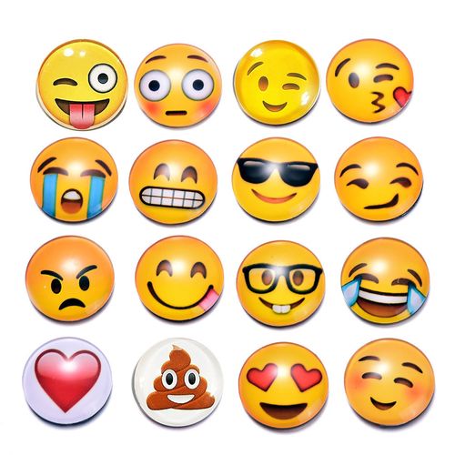 emoji表情的含义,emoji表情符号大全解释 16pcs/套 emoji笑脸表情时尚水晶玻璃冰箱贴外贸热销