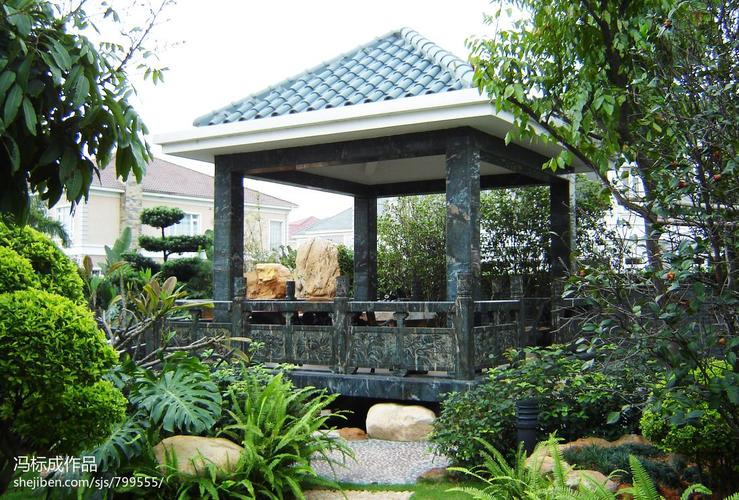 现代别墅园林亭子装修效果图