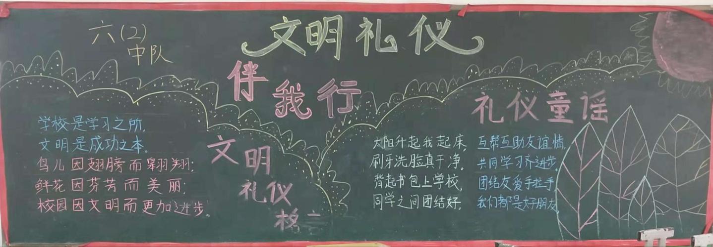 讲文明,树新风,我是礼仪小明星——暨六湾学校"争做礼仪好少年" 黑板