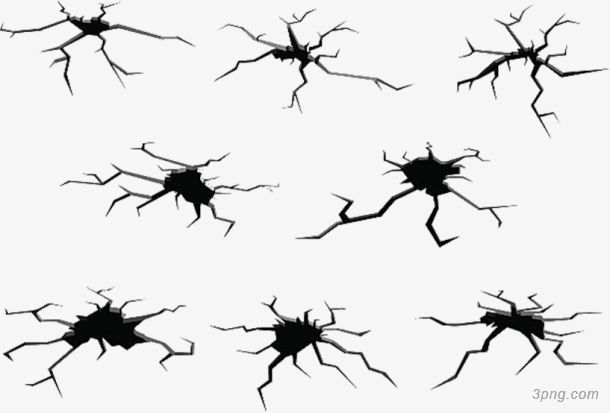 手绘黑色线条地面开裂png素材透明免抠图片-卡通手绘