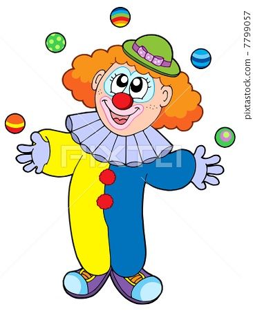 stock illustration: juggling cartoon clown