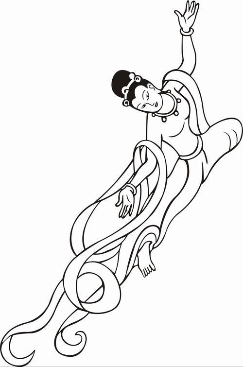 敦煌壁画飞天仙女简笔画