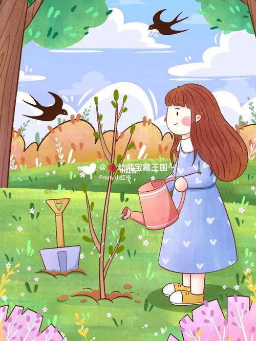 幼儿园植树节漫画图,儿童画_儿童画_幼儿园_漫画_文化