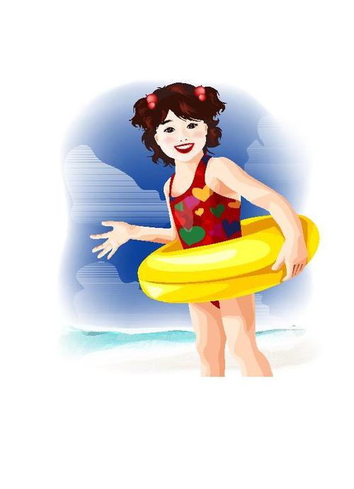 游泳女孩图片[矢量图,ai]