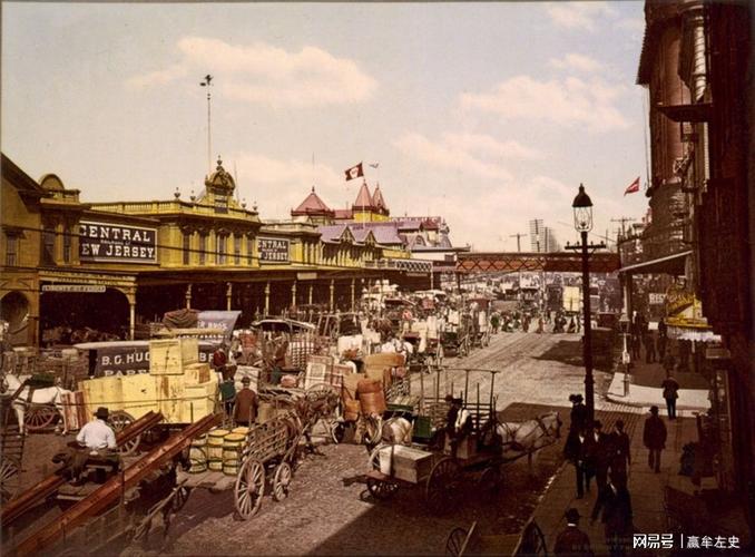 罕见彩照:1900年的美国纽约,100多年前就有了铁路高架