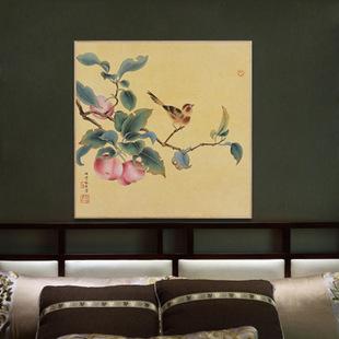 手绘工笔国画花鸟画客厅卧室书房背景挂画禅意装饰画