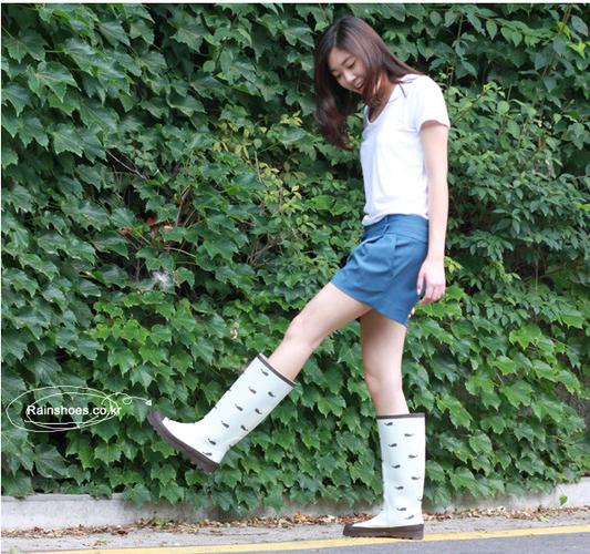 韩国雨靴质感女式显瘦可爱卡通女款高筒雨鞋印花长筒水鞋韩版套鞋