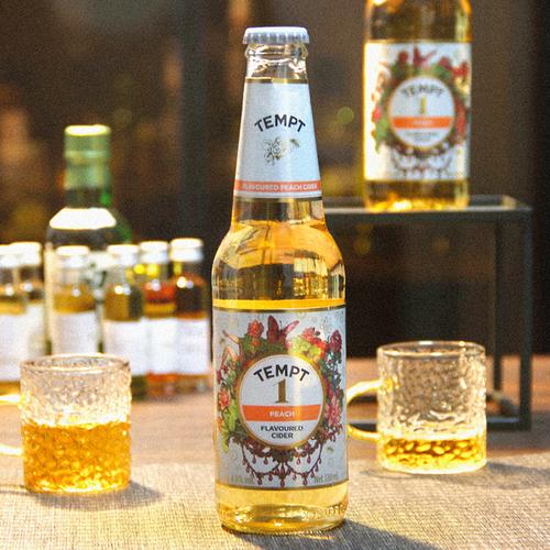 6瓶 tempt 诱惑1号 水蜜桃味露酒 330ml 丹麦进口啤酒