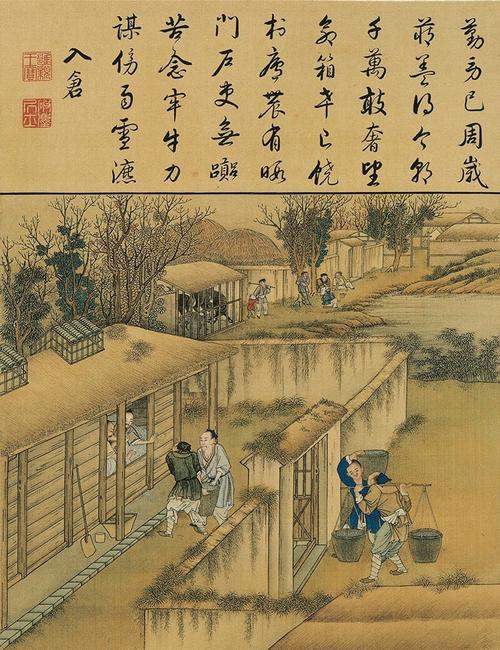《耕织图》是南宋绍兴年间画家楼璹所作,作品得到了历代帝王的推崇和