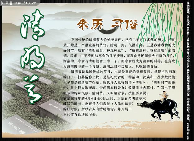 清明节习俗展板 清明来历宣传栏