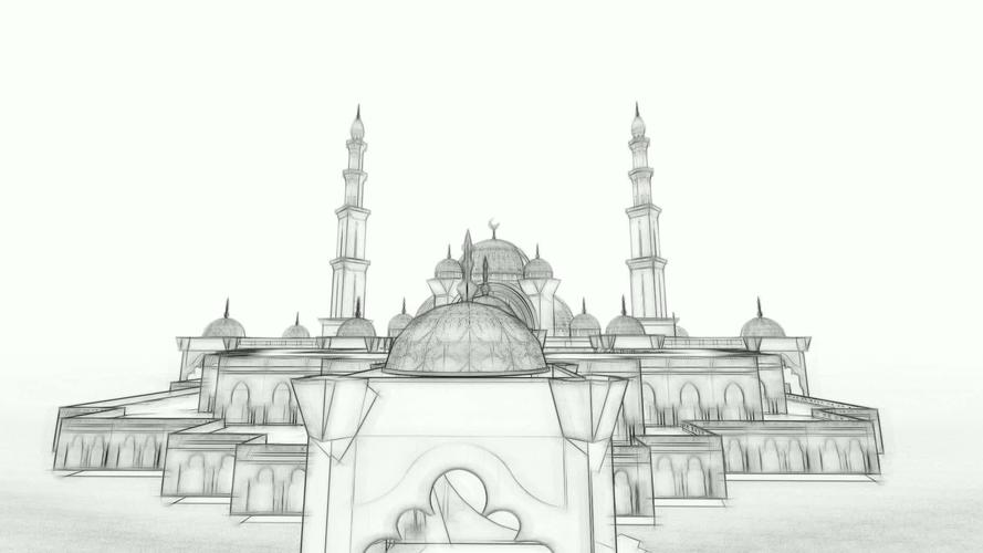 3d清真寺素描动画