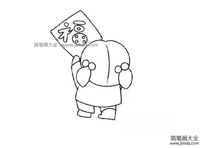 小女孩贴福字