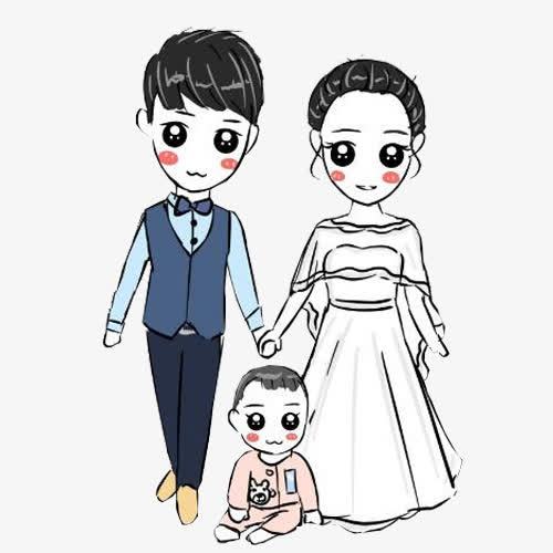 手绘一家三口卡通头像背影图片大全