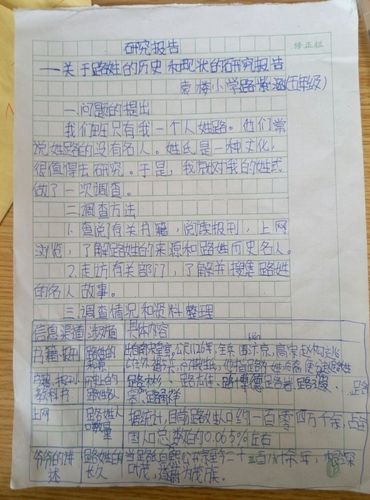 走进信息世界之关于姓氏的历史和现状的研究——袁楼小学五年级综合性