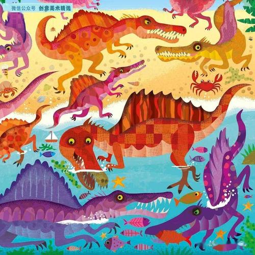 13张扁平风恐龙主题儿童插画,带你重回侏罗纪时代!