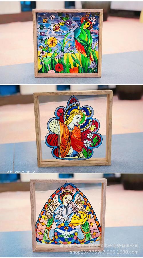 幼儿园儿童手工diy美术创意手绘涂鸦实木亚克力玻璃画框绘画材料