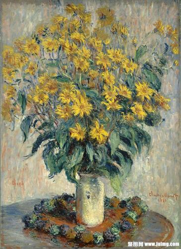 花瓶里的雏菊静物写生油画