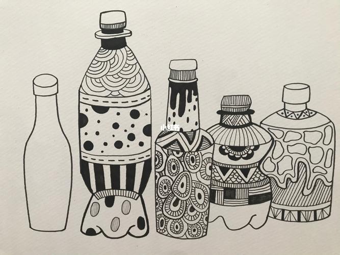 儿童线描画|写生瓶子|原创含步骤控笔训练_临摹_我的日常_文化_绘画