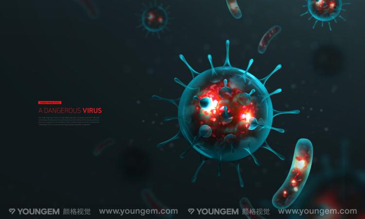 新冠疫情防护显微镜病毒细菌细胞宣传海报设计kv主视觉ps分层素材
