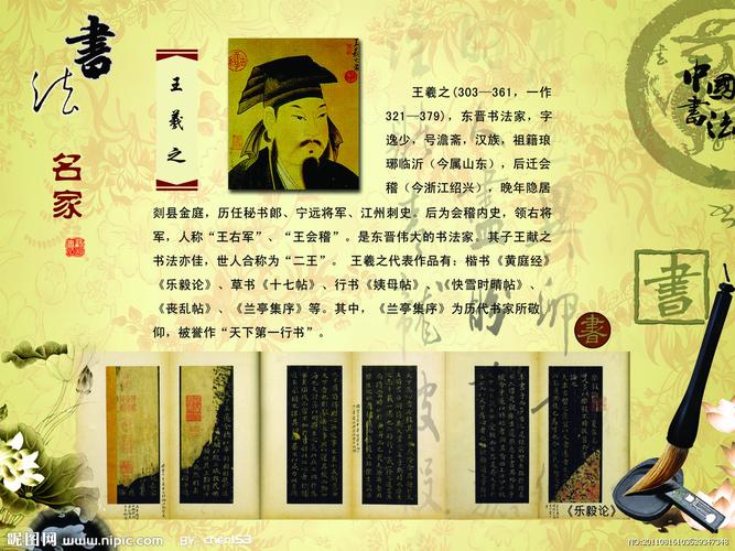 王羲之书法展板图片