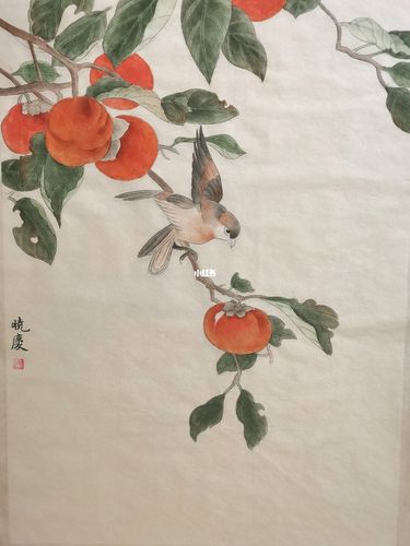 工笔画《柿柿如意》临摹_湘子庙攻略_柿子_国画_文化