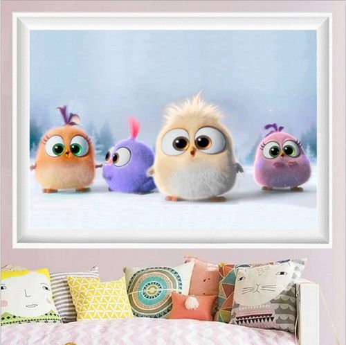5d钻石画满钻新款卡通动物图案儿童房可爱小鸟点钻十字绣全贴钻画