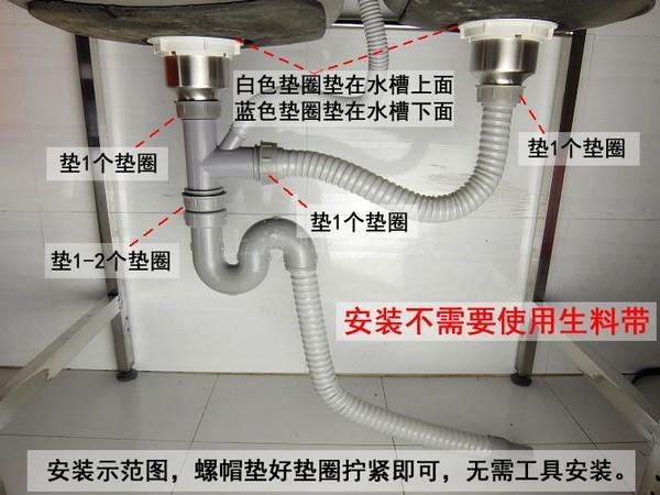 洗菜盆下排水管套装 优质厨房不锈钢单双槽水槽下水器 上海金驰