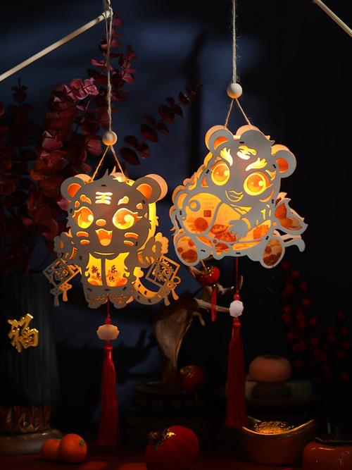 虎年灯笼儿童小灯笼手工diy幼儿园手提发光宫灯春节花灯2022新年