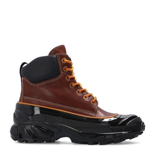 拼色皮革鞋胶鞋底经典字母压花徽标装饰时尚系带运动鞋休闲鞋短靴男鞋