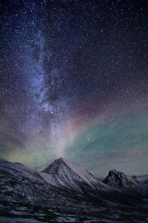 星空 极光 场景 雪山