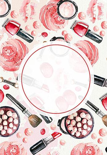 矢量 粉色 清新 水彩 手绘 美妆 化妆品 指甲油 粉饼 化妆刷 背景