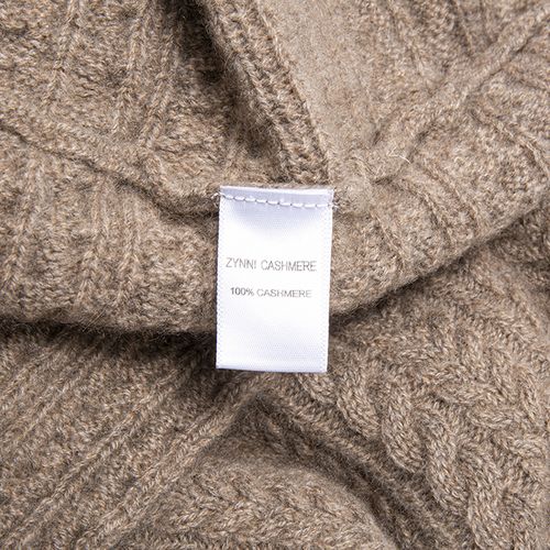【19秋冬】zynni cashmere/臻尼羊绒 保暖 深驼色 小麦麻花针织 连袖