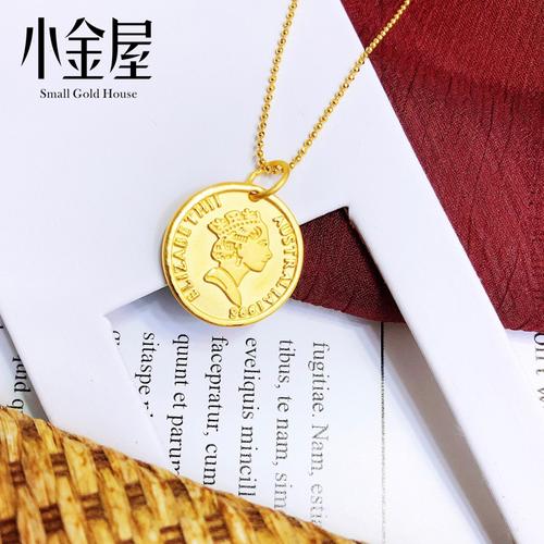 项链女王3d硬金足金黄金吊坠时尚头像金币颈饰
