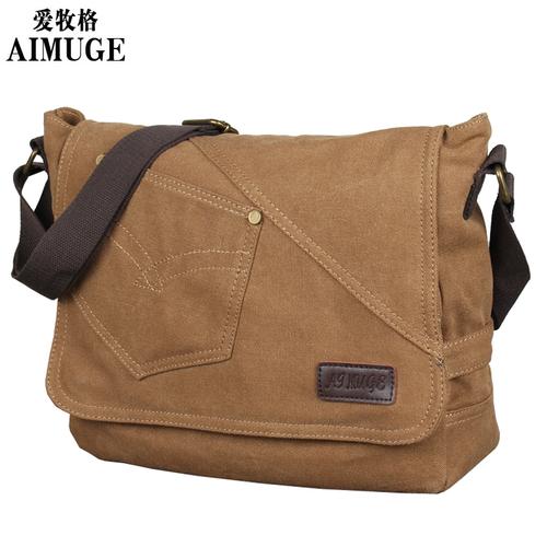 爱牧格aimuge男包单肩包斜挎包韩版帆布包休闲包学生潮流男士包新款斜