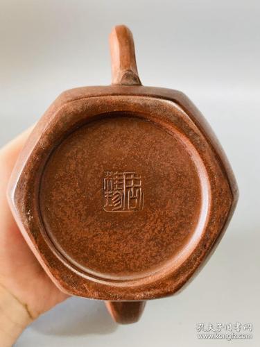 宜兴紫砂 原矿紫砂 周桂珍六方壶