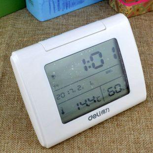 deli得力9026多功能电子表闹钟 温度计湿度计 大屏目夜光 万年历